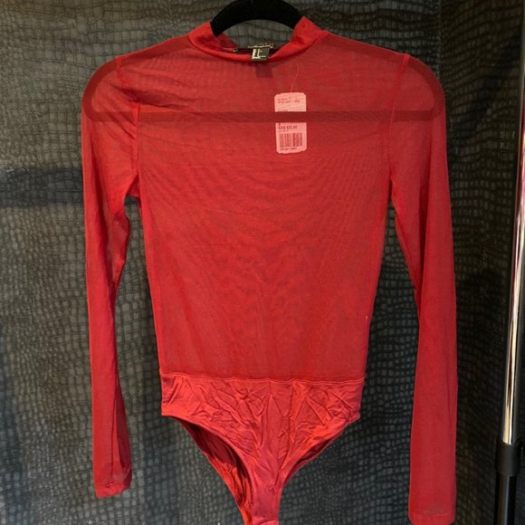 Burgundy Mesh bodysuit - Picture 1 of 2